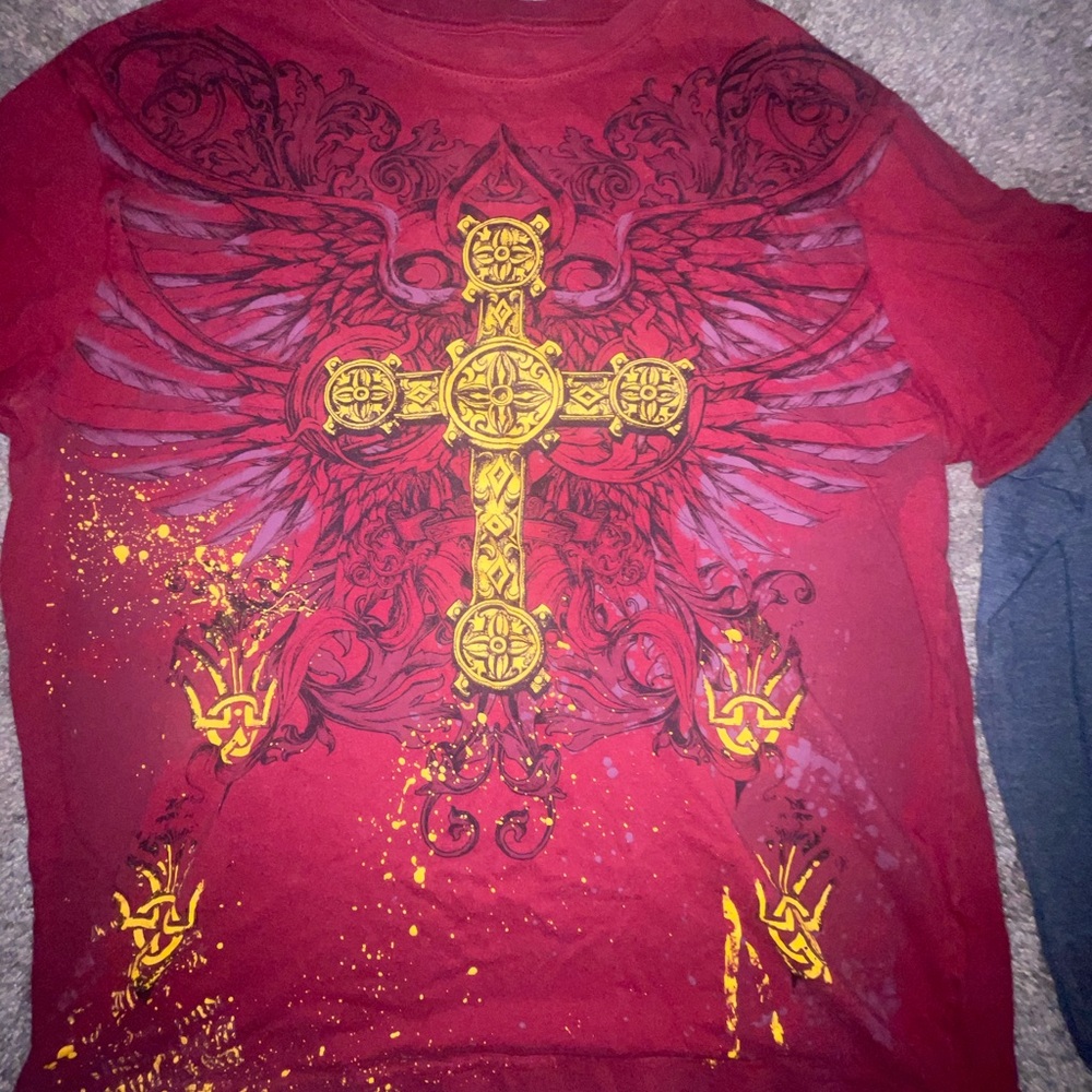 Helix Red Graphic Tee with White Accents